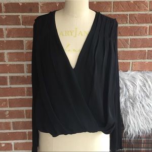 Alice + Olivia Air Cross Front Silk Blouse READ